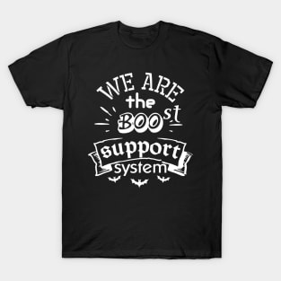 Lung cancer awareness white ribbon we are the Boo-st support system T-Shirt